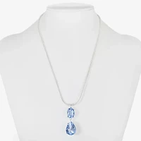 Monet Jewelry Womens Glass Oval 17 Inch Pendant Necklace