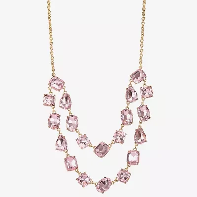 Monet Jewelry Gold Tone Layered Womens Glass 18 Inch Strand Necklace