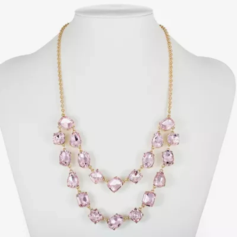Monet Jewelry Gold Tone Layered Womens Glass 18 Inch Strand Necklace