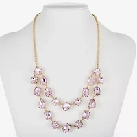 Monet Jewelry Gold Tone Layered Womens Glass 18 Inch Strand Necklace