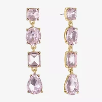 Monet Jewelry Gold Tone Linear Womens Glass Oval Hypoallergenic Drop Earrings