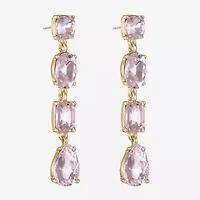 Monet Jewelry Gold Tone Linear Womens Glass Oval Hypoallergenic Drop Earrings