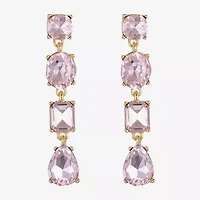Monet Jewelry Gold Tone Linear Womens Glass Oval Hypoallergenic Drop Earrings