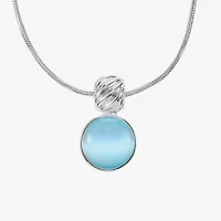 Liz Claiborne Pendant Necklace And Drop Earring Womens Blue Glass Round 2-pc. Jewelry Set