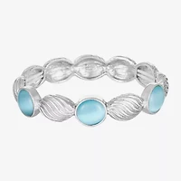Liz Claiborne Womens Blue Glass Round Stretch Bracelet