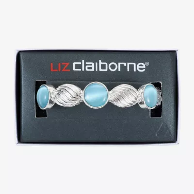 Liz Claiborne Womens Blue Glass Round Stretch Bracelet