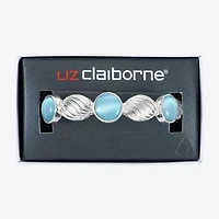 Liz Claiborne Womens Blue Glass Round Stretch Bracelet