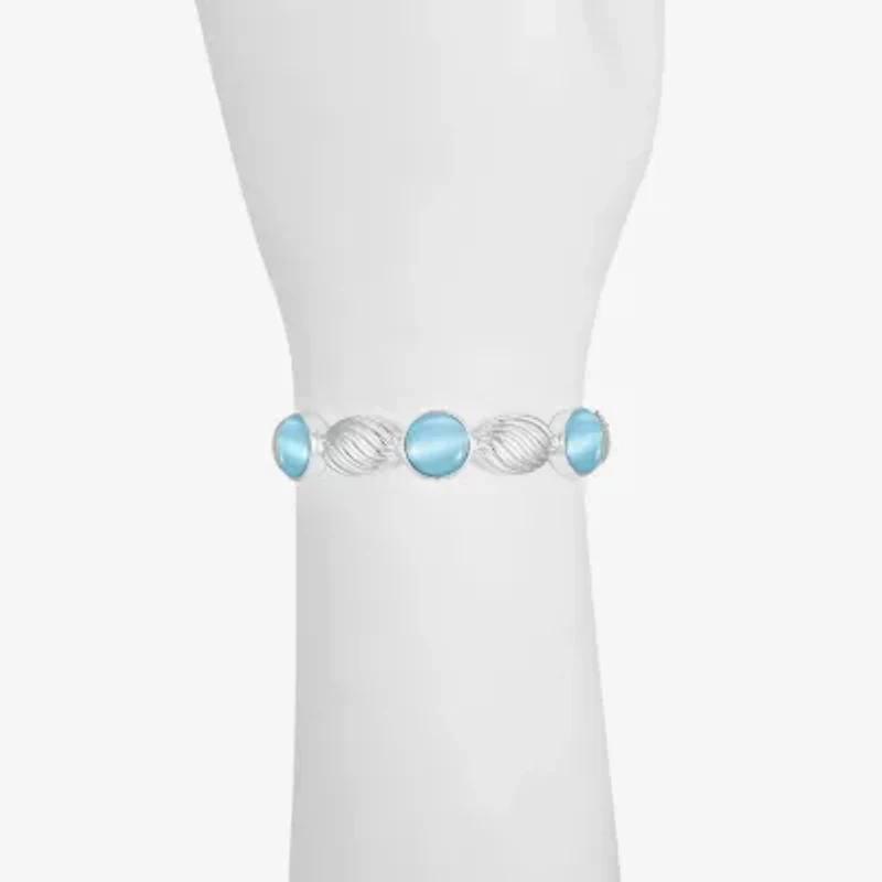 Liz Claiborne Womens Blue Glass Round Stretch Bracelet