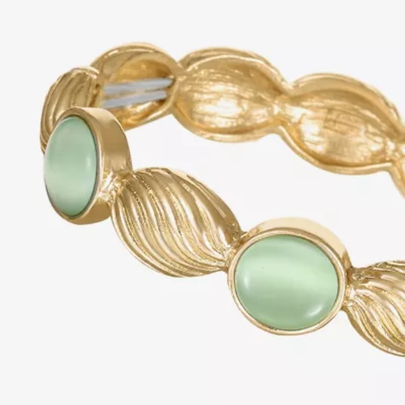 Liz Claiborne Womens Blue Glass Round Stretch Bracelet