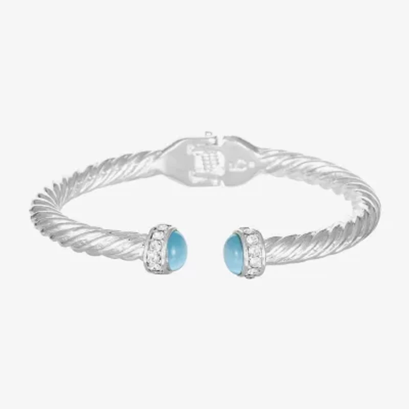 Liz Claiborne Womens Blue Glass Cuff Bracelet