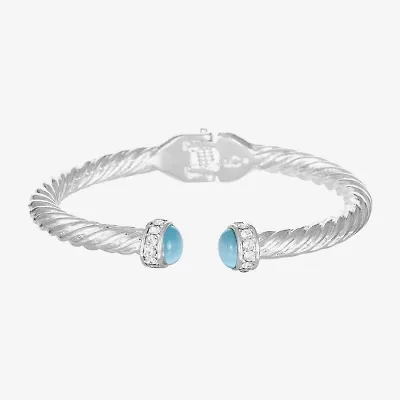 Liz Claiborne Womens Blue Glass Cuff Bracelet