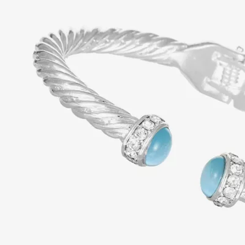 Liz Claiborne Womens Blue Glass Cuff Bracelet