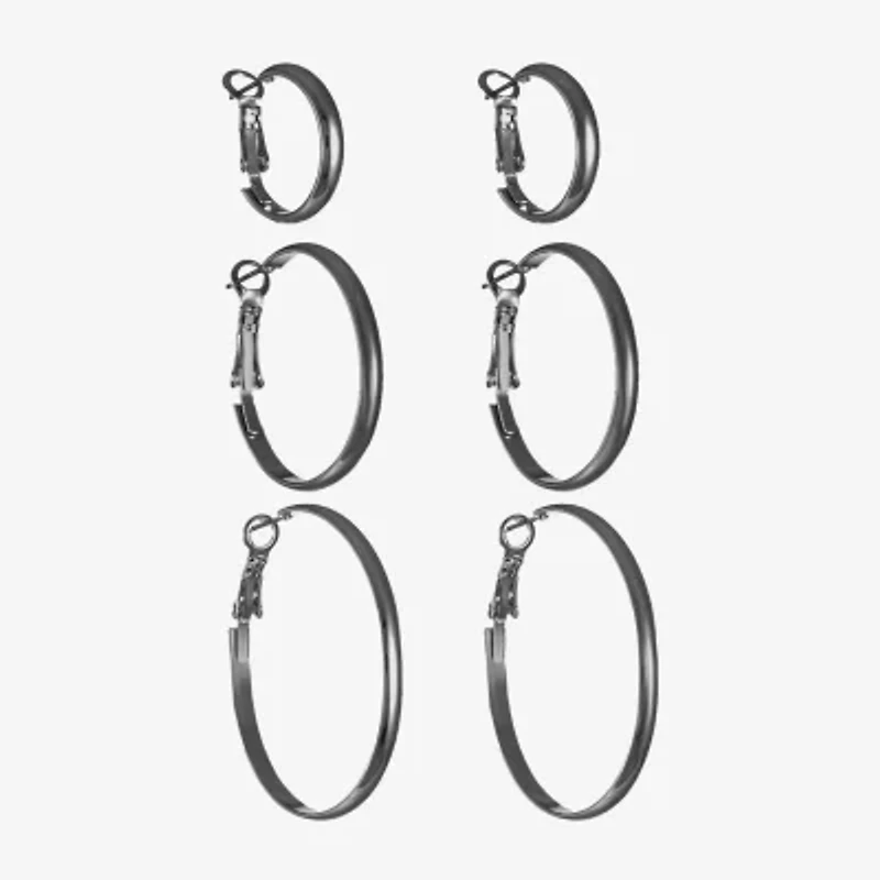 Liz Claiborne Hoop Womens Hypoallergenic 3 Pair Earring Set