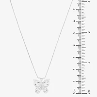 Limited Quantities! Womens Diamond Accent Genuine Blue Aquamarine Sterling Silver Butterfly 18 Inch Pendant Necklace