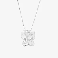 Limited Quantities! Womens Diamond Accent Genuine Blue Aquamarine Sterling Silver Butterfly 18 Inch Pendant Necklace