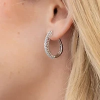 Womens 1 CT. T.W. Natural White Diamond 14K Gold 24.9mm Hoop Earrings