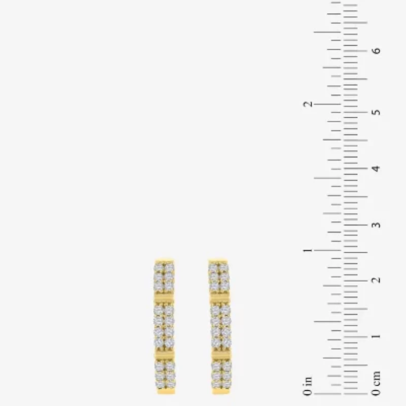 (H-I / I1) Womens 1 CT. T.W. Lab Grown White Diamond 10K Gold 25.6mm Hoop Earrings