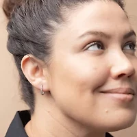 (H-I / I1) 1/4 CT. T.W. Lab Grown White Diamond 10K or Yellow Gold 16.4mm Hoop Earrings