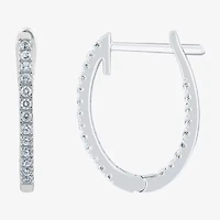 (H-I / I1) 1/4 CT. T.W. Lab Grown White Diamond 10K or Yellow Gold 16.4mm Hoop Earrings
