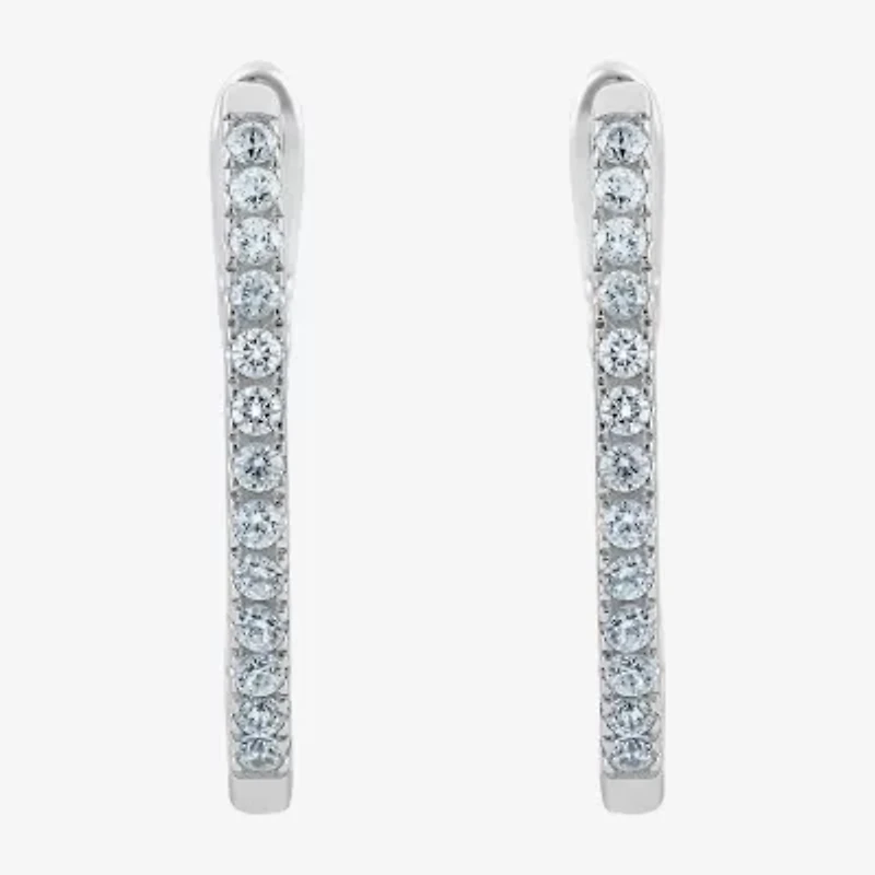 (H-I / I1) 1/4 CT. T.W. Lab Grown White Diamond 10K or Yellow Gold 16.4mm Hoop Earrings