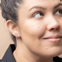 (H-I / I1) 1/4 CT. T.W. Lab Grown White Diamond 10K or Yellow Gold 16.4mm Hoop Earrings