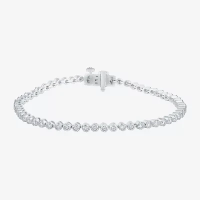 Floating Diamonds (F / Vs2) Womens 5 CT. T.W. Lab Grown White Diamond 14K White Gold 7.25 Inch Tennis Bracelet