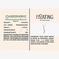 Floating Diamonds (F / Vs2) Womens 1 CT. T.W. Lab Grown White Diamond 14K White Gold 18 Inch Pendant Necklace