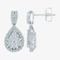 Diamond Blossom (H-I / I1) Womens 1 CT. T.W. Lab Grown White Diamond 10K White Gold Pear Drop Earrings