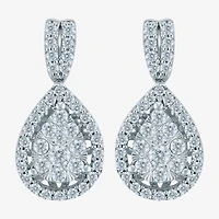 Diamond Blossom (H-I / I1) Womens 1 CT. T.W. Lab Grown White Diamond 10K White Gold Pear Drop Earrings