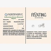 Floating Diamonds (F / Vs2) 1/2 CT. T.W. Lab Grown White Diamond 14K White Gold 4.2mm Round Stud Earrings