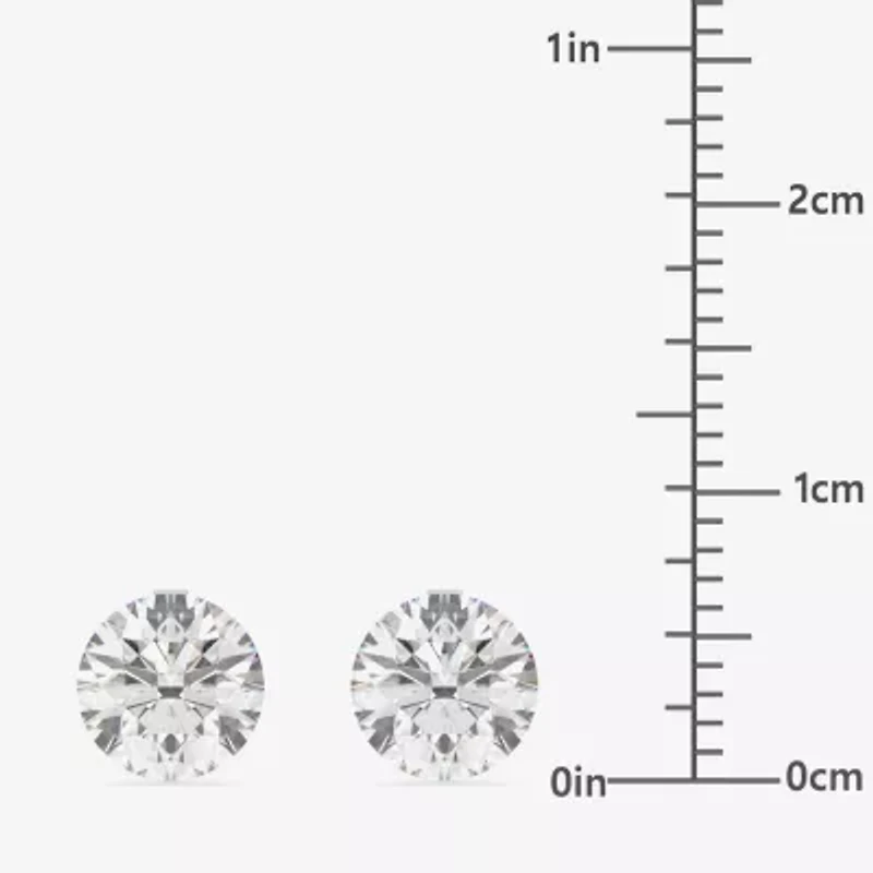 Floating Diamonds (F / Vs2) 2 CT. T.W. Lab Grown White Diamond 14K White Gold 6.7mm Round Stud Earrings
