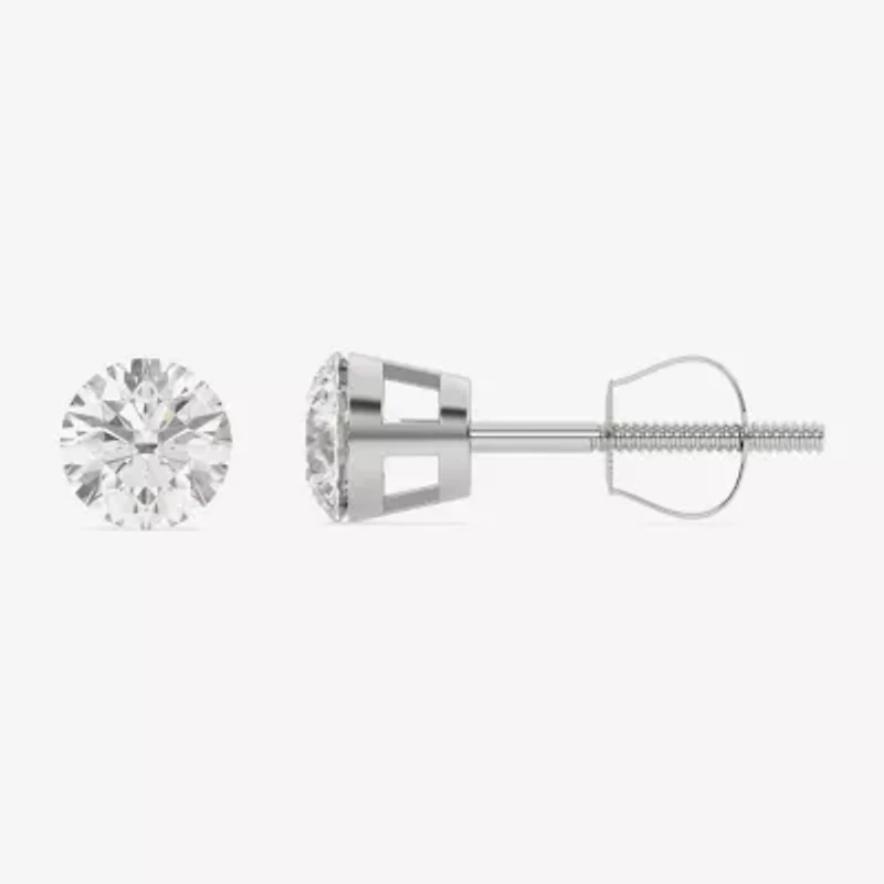 Floating Diamonds (F / Vs2) 2 CT. T.W. Lab Grown White Diamond 14K White Gold 6.7mm Round Stud Earrings