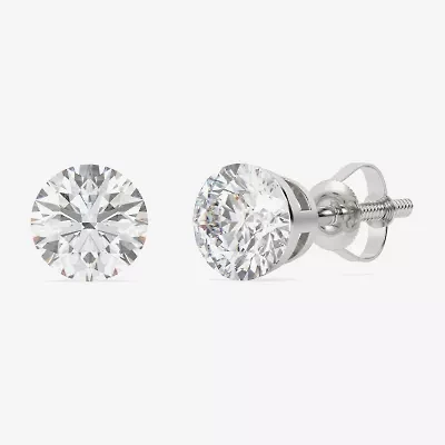 Floating Diamonds (F / Vs2) 3 CT. T.W. Lab Grown White Diamond 14K White Gold 7.9mm Round Stud Earrings