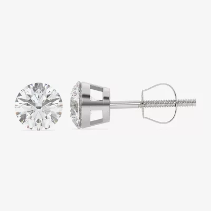 Floating Diamonds (F / Vs2) 3 CT. T.W. Lab Grown White Diamond 14K White Gold 7.9mm Round Stud Earrings