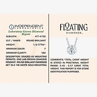 Floating Diamonds (F / Vs2) Womens CT. T.W. Lab Grown White Diamond 14K White Gold Round 18 Inch Pendant Necklace