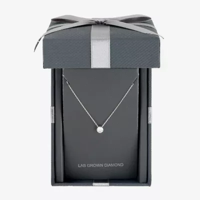 Floating Diamonds (F / Vs2) Womens CT. T.W. Lab Grown White Diamond 14K White Gold Round 18 Inch Pendant Necklace