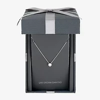Floating Diamonds (F / Vs2) Womens CT. T.W. Lab Grown White Diamond 14K White Gold Round 18 Inch Pendant Necklace