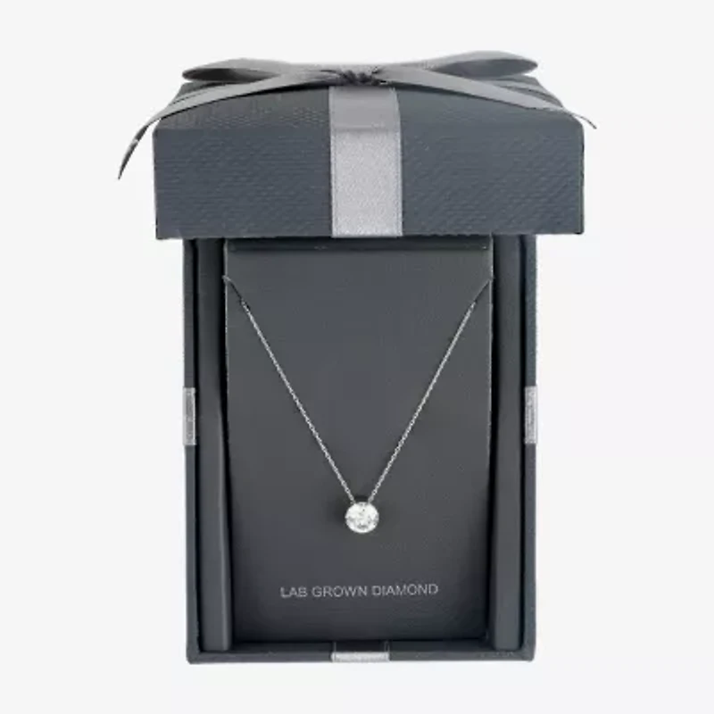 Floating Diamonds (F / Vs2) Womens 1 1/2 CT. T.W. Lab Grown White Diamond 14K White Gold Round 18 Inch Pendant Necklace