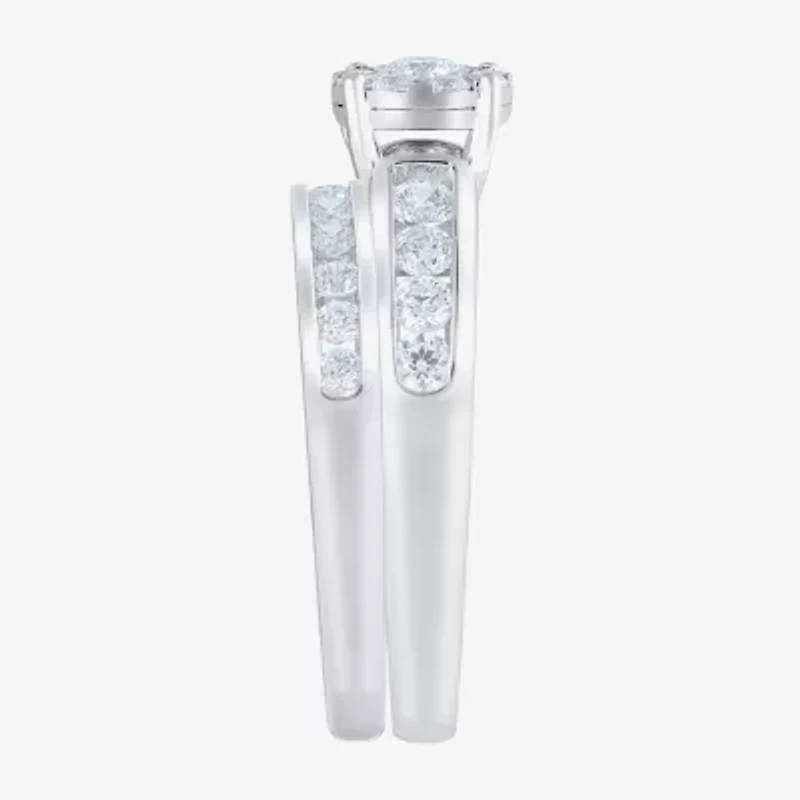 Round 1/2 CT.T.W. Natural Diamond Side Stone Bridal Set 10K or 14K Gold