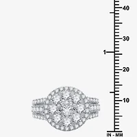 (H-I / I1) Womens 3 CT. T.W. Lab Grown White Diamond 10K Gold Side Stone Engagement Ring