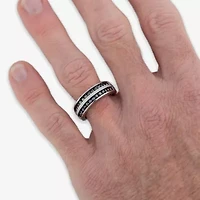 Midnight Black Mens 1 CT. T.W. Natural Diamond 10K White Gold Wedding Band