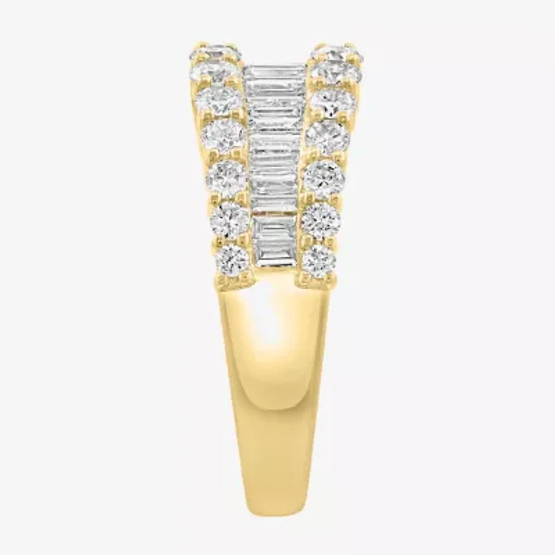Effy  (G / Si1) Womens 1 1/2 CT. T.W. Lab Grown White Diamond 14K Gold Cocktail Ring