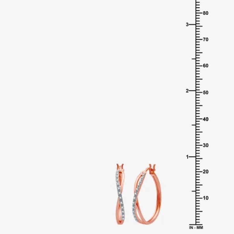 Yes, Please! Womens 1/10 CT. T.W. Natural Diamond 14K Gold Over Silver 26.4mm Hoop Earrings