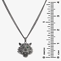 Mens Green Cubic Zirconia Stainless Steel Hypoallergenic 26 Inch Pendant Necklace