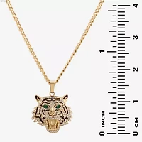Mens Green Cubic Zirconia Stainless Steel Hypoallergenic 26 Inch Pendant Necklace