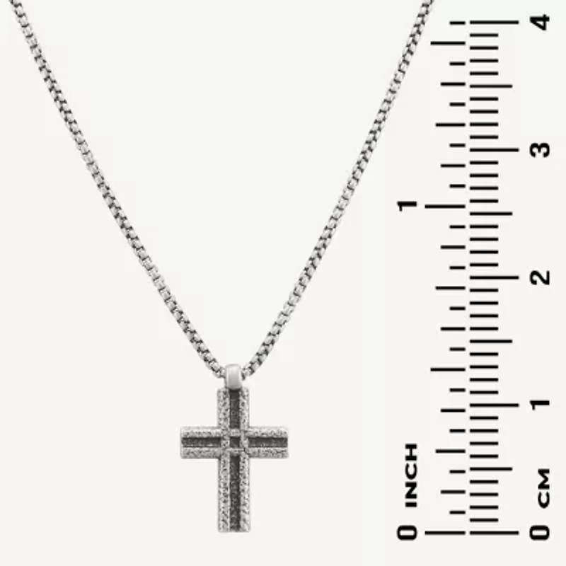 Mens Stainless Steel Cross Hypoallergenic 26 Inch Pendant Necklace