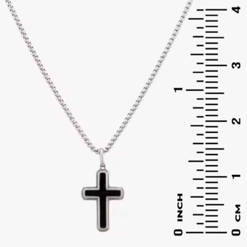 Mens Stainless Steel Cross Hypoallergenic 26 Inch Pendant Necklace