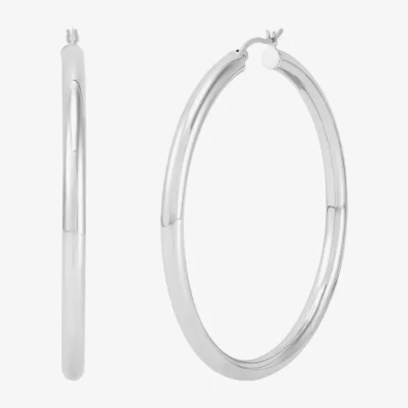 Womens Sterling Silver 60mm Circle Round Hoop Earrings
