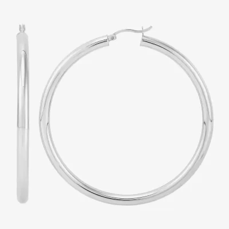 Womens Sterling Silver 60mm Circle Round Hoop Earrings