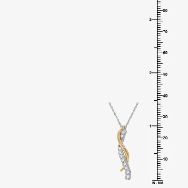 Womens 1/4 CT. T.W. Lab Grown White Diamond 14K Two Tone Gold Over Silver Sterling Silver 18 Inch Pendant Necklace
